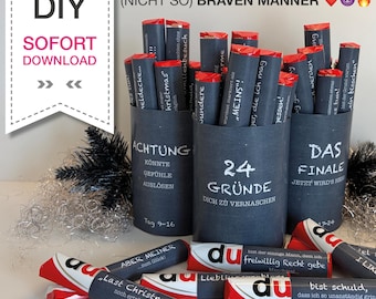 The Duplo Advent Calendar for (BRAVE) MEN | Man | Printable Template - DIY Instant Download | Last Minute | 36 Sayings and 3 Outer Bands
