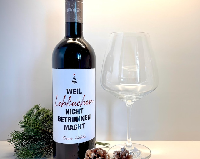 Featured listing image: Personalized wine label for Christmas | Christmas gift label for wine | Red Edition