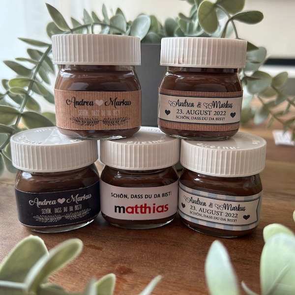 25x etiketten voor Nutella Mini / etiketten voor gastgeschenken / candybar / naamkaartjes