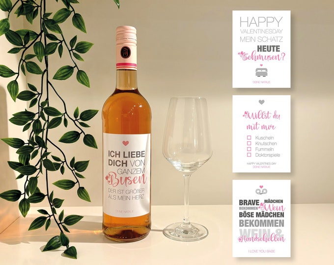 Featured listing image: Personalized wine label for Valentine's Day, anniversary, wedding anniversary, Christmas, New Year's Eve, birthday for friends, family, colleagues