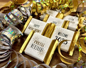 2026! Zestaw DIY do rękodzieła dla Ritter Sport Mini / Hanuta Mini „Szczęśliwego Nowego Roku” – dekoracja stołu i upominek na Sylwestra i Nowy Rok