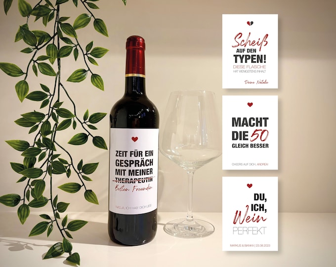 Featured listing image: Personalised wine label - Christmas, birthday, anniversary, wedding anniversary, graduation, breakup, Valentine's Day, friends, colleagues