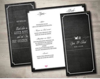 Carte menu "Vintage Chalkboard" Nostalgique du mariage