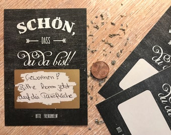 25x Rubbellose | No8 Black Chalkboard | Rubbelkarten - Partyspiel / Gastegeschenk für Hochzeit, Geburtstag usw.