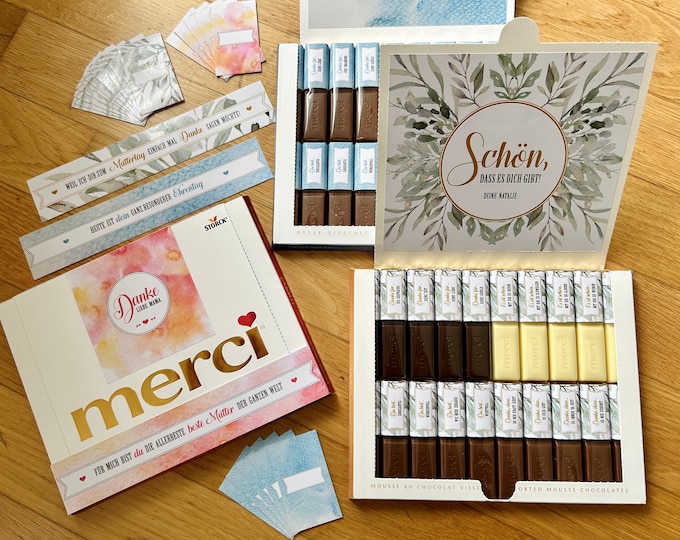 Featured listing image: 28-sticker set for Merci | Watercolor style | Christmas, birthday, wedding anniversary, Mother's Day, Valentine's Day, Father's Day, friends, colleagues