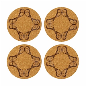Butterfly Drink Coasters Set of 4 Laser Engraved Gift