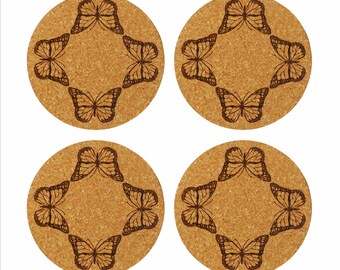 Butterfly Drink Coasters Set of 4 Laser Engraved Gift