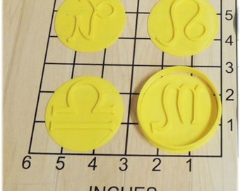 12 Zodiac Astrology Symbols Shaped Cookie Cutter and Stamp Set #1167