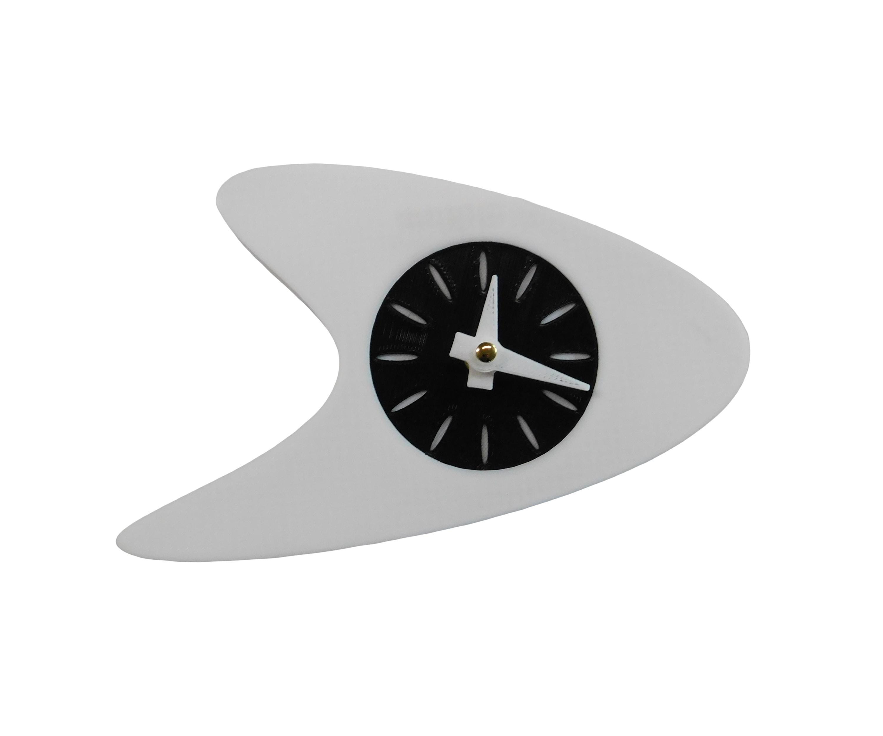 Small Mid Century Modern Boomerang Wall Clock – Retro Atomic Clock – 3D ...