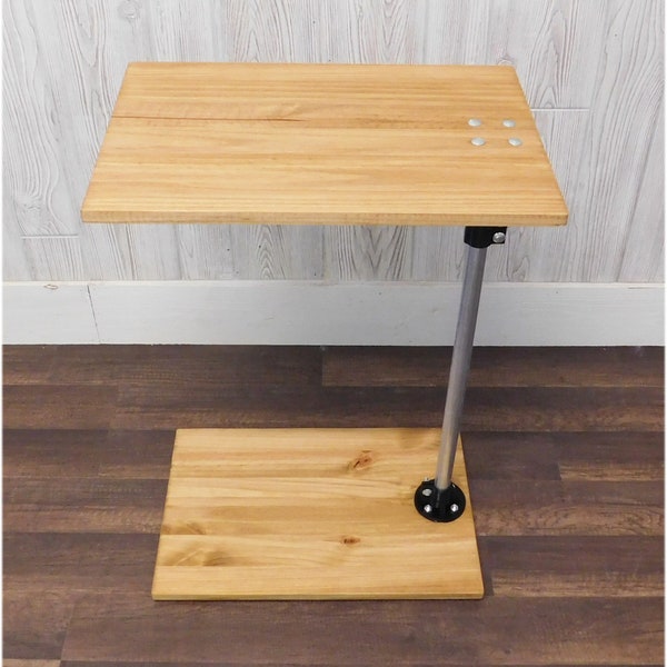 Solid Pine Top Adjustable Height Industrial EMT Pipe C Table