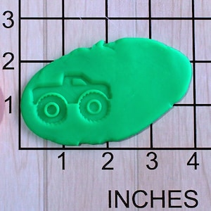 Monster Truck Shape Cupcake Size Decorating Fondant Stamp and Handle #1474