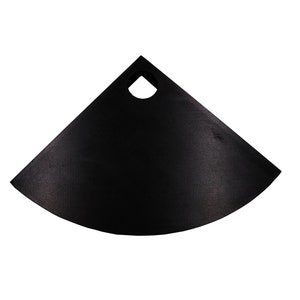 May include: Black triangular corner shelf with a round hole in the center.