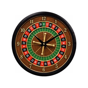 Roulette Casino Wall Clock, Vegas Game Room Decor, Poker Lounge Timepiece, Gambling Gift, 3D Printed Frame, 8.5 Inch Home Accent