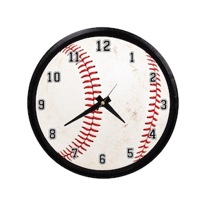 Baseball Wall Clock 8.5" | 3D Printed Sports Clock | Baseball Decor | Gift for Baseball Player | Sports Fan Wall Art | No Glare Clock
