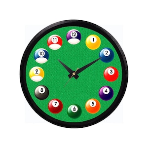 Pool Room Wall Clock Man Cave Decor Gift