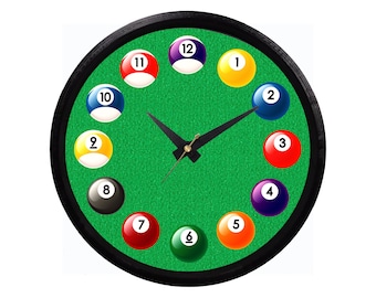 Pool Room Wall Clock Man Cave Decor Gift