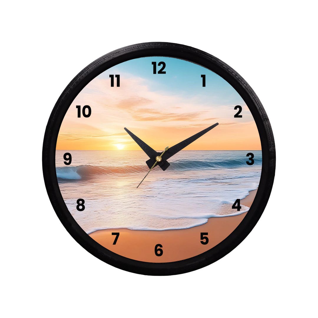 Beach at Sunset Scene Wall Clock Gift Idea - Etsy