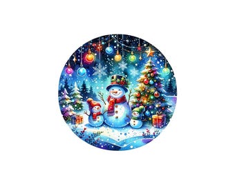 Christmas Holiday 4 Piece Snowman Coaster Set With Holder, Holiday Decor, Winter Home Decor, Unique Gift, Festive Home Decor