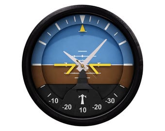 Aviation Attitude Indicator Wall Clock – 8.5" Airplane Cockpit Artificial Horizon Clock | Pilot Gift | Flight Decor | 3D Printed Frame