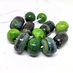 Set of 12 Handmade Colorful Ceramic Beads – Glazed, Unique, and Artisan-Crafted