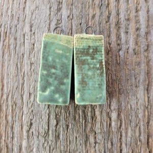 Ceramic pendant cube pair; Handmade Artisan Dangle Ceramic Earring Pair, Jewelry supplies, OOAK