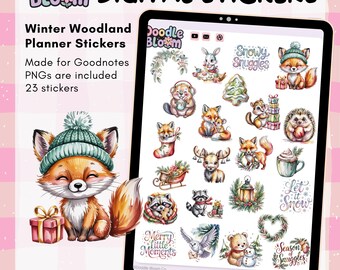 Woodland Christmas Stickers | Watercolor Forest Animals (Digital Download)