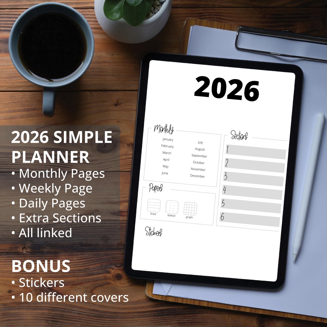 2026 Digital Planner | Minimal Neutral Planner | Hyperlinked Monthly ...