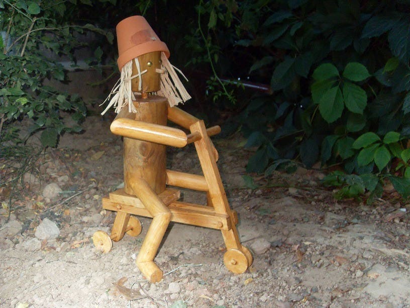 Bonhomme En Rondin De Bois Le cycliste Le penseur de rondin Petit bonhomme en bois | Etsy France