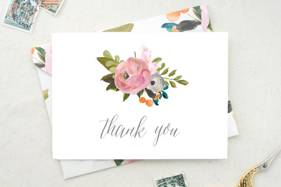 thank you cards wedding thank yous floral notecards folded etsy thank you notes wedding