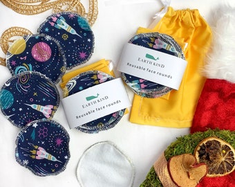 10-20 SPACE REUSABLE COTTON facial pads, zero waste cleansing wipes, makeup remover, brushed cotton rounds, skin care, eco stocking filler