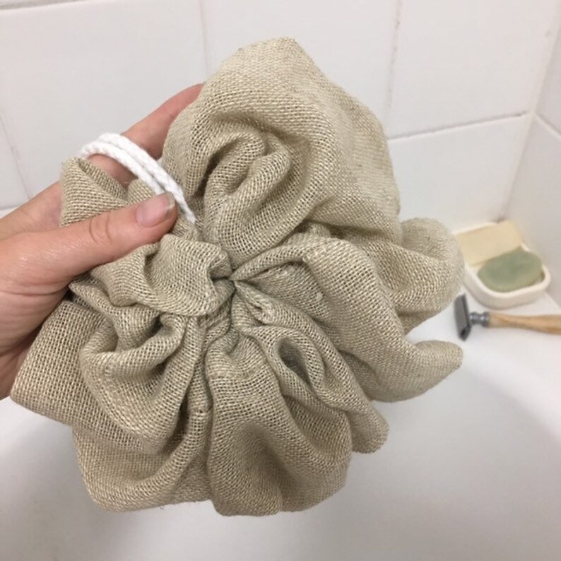 Plastic free shower pouf puff bath body scrub washable Etsy