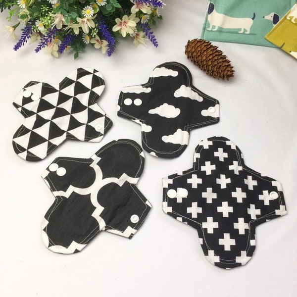 BLACK & WHITE CSP| cloth sanitary pads| medium| heavy| panty liner| reusable pads| washable pads| zero waste| eco friendly| zero waste