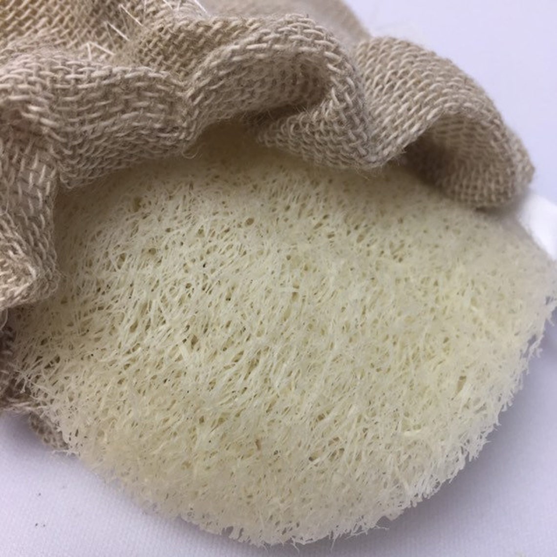 Natural Exfoliating pad loofah round compostable plastic Etsy