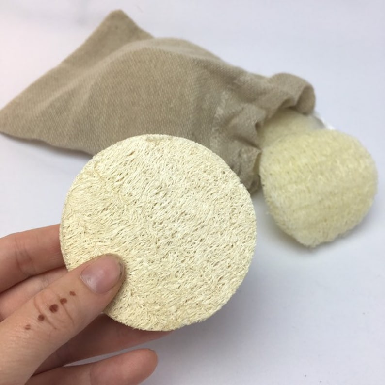 Natural Exfoliating pad loofah round compostable plastic Etsy
