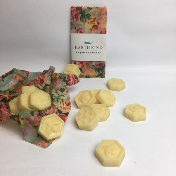 Wax wrap refresher kit, vegan or bees wax, make your own wrap, bees wax wrap, vegan wax wrap, zero waste, zero waste gift, eco friendly