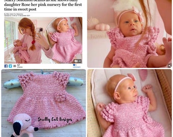 Crochet Baby Dress – Soft Pink Textured Yarn