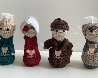 Handmaid's Tale Style Crochet Doll Keychain or Hanging Decoration