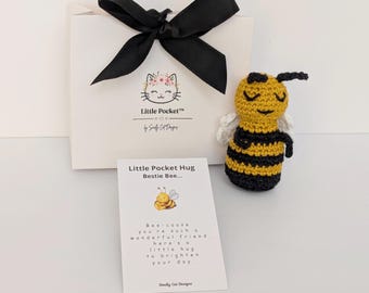 Crochet Pocket Hug Bee | Friendship Keepsake Card, Little Pocket Pal