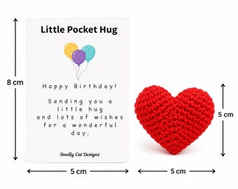 Crocheted Heart Pocket Hug | Birthday Keepsake, Thoughtful Gift, Handmade Card