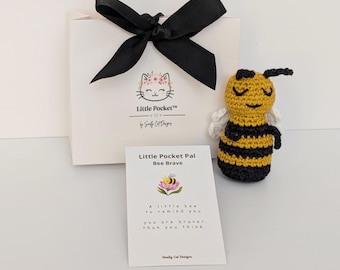 Handmade Crochet Bee Pocket Pal | Brave Keepsake Card Gift