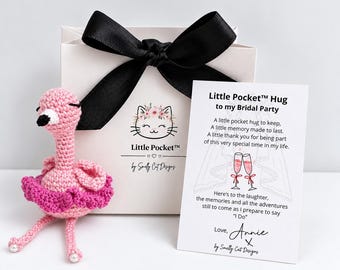 Personalised Bridal Party Keepsake Card (Little Pocket™ Hug) Flamingo