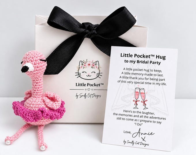 Featured listing image: Personalised Bridal Party Keepsake Card (Little Pocket™ Hug) Flamingo