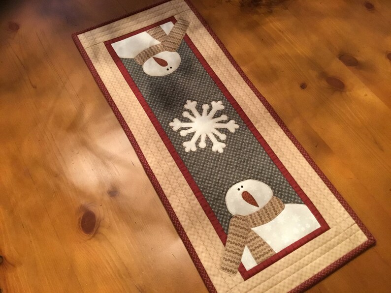 Snowmen Table Runner / Holiday / Winter/ Christmas Runner / Etsy