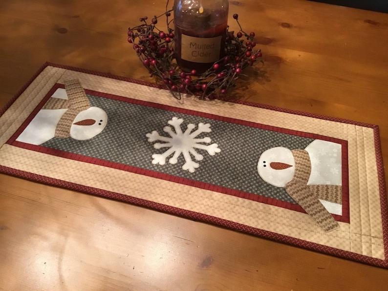 Snowmen Table Runner / Holiday / Winter/ Christmas Runner / Etsy