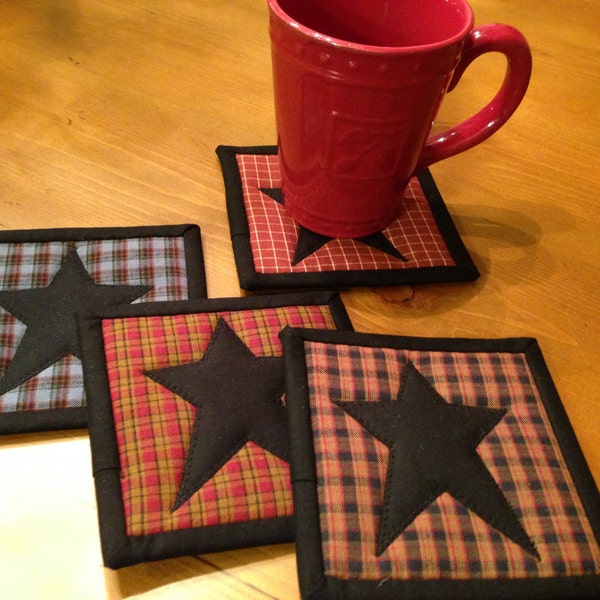 Quilted Homespun Star Coaster Set  Item # 488