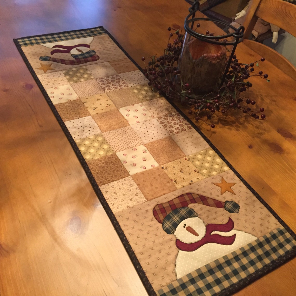 Snowman Table Runner / Holiday Table Runner / Winter Table Etsy