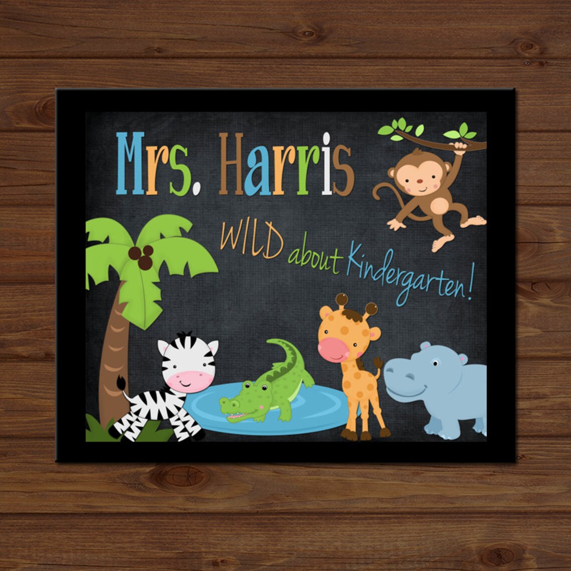Safari Teacher Sign Jungle Chalkboard Back to School Custom Etsy