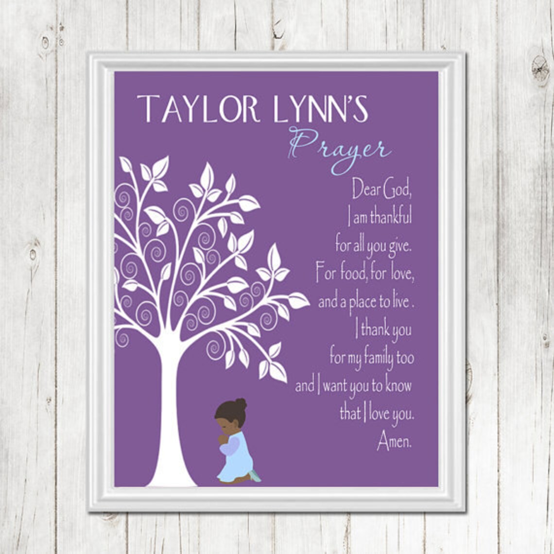 PRAYER Tree Girl Nursery Decor Multiple Ethnicity Wall Art Etsy