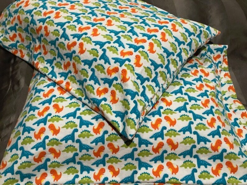 Handmade Colorful Dinosaur Pillow Case Blue Green Orange Dino Etsy