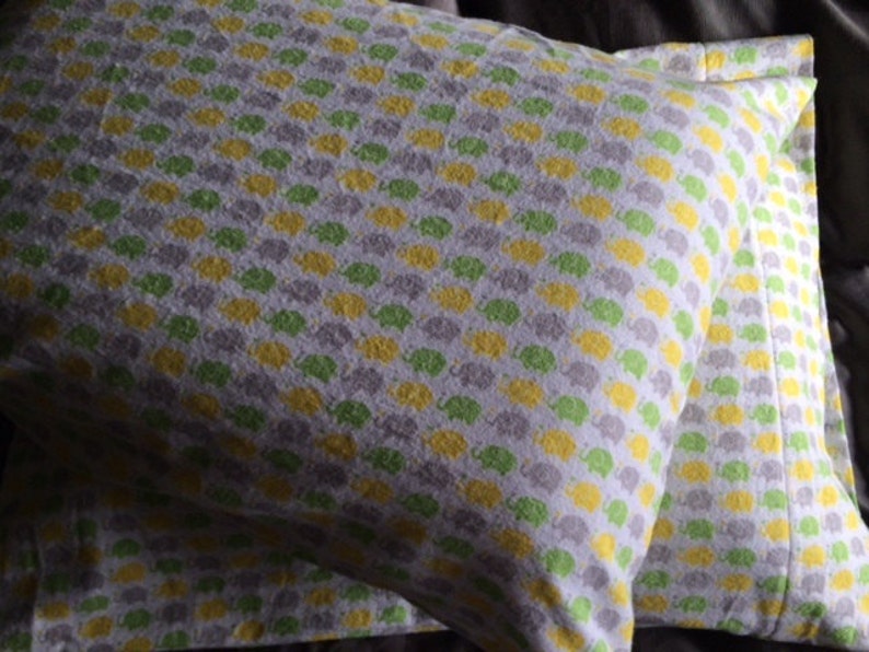 Handmade Elephant Grey Green Yellow Standard Pillow Case Etsy